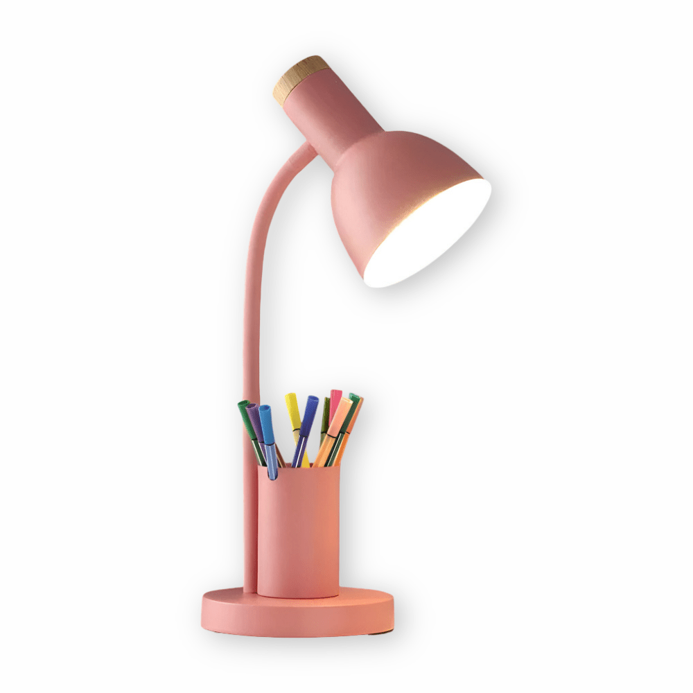 BrightHold – Lampada da tavolo LED moderna con portapenne per scrivania e casa