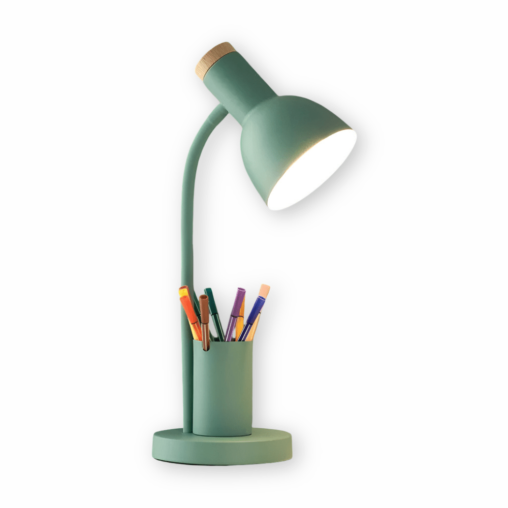 BrightHold – Lampada da tavolo LED moderna con portapenne per scrivania e casa