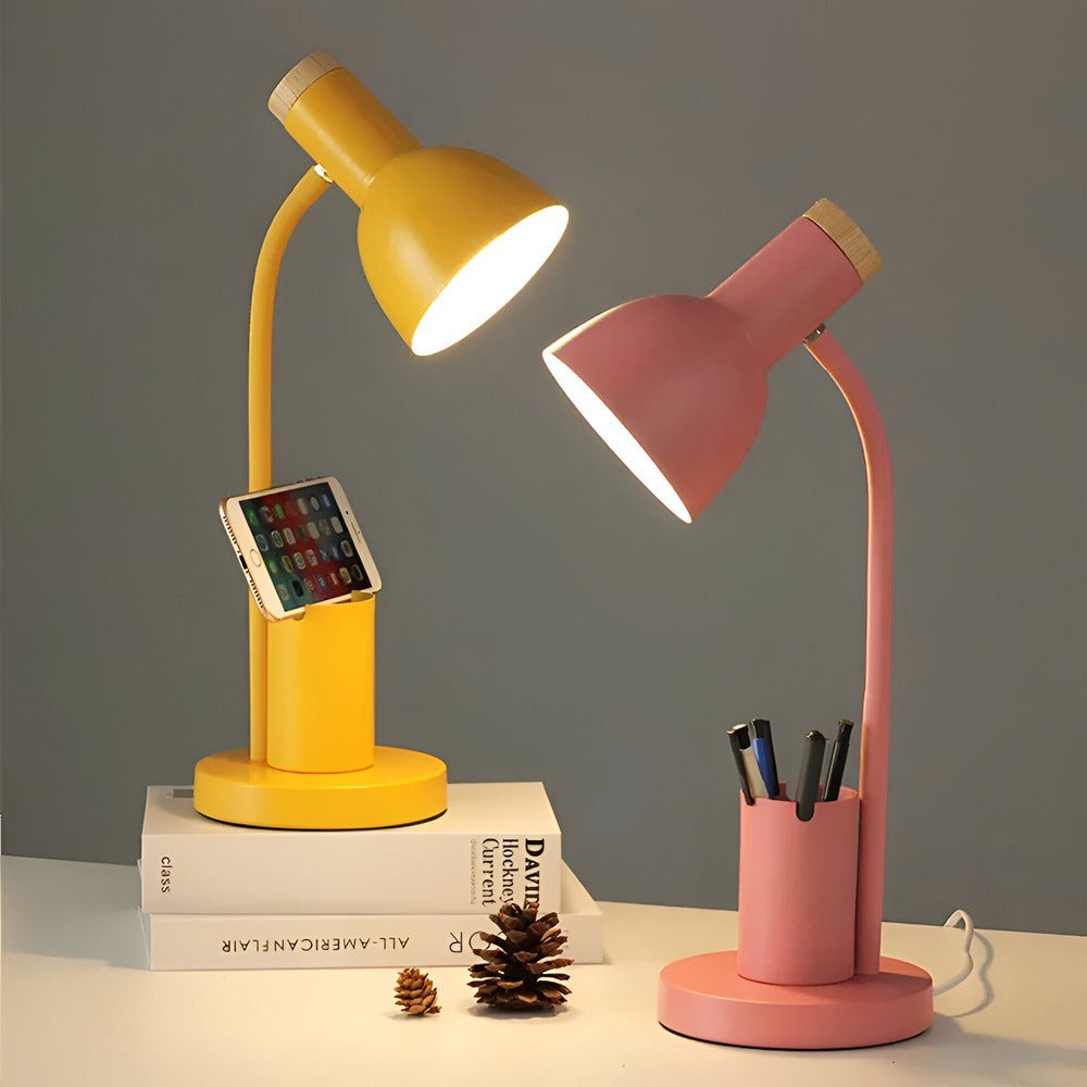 BrightHold – Lampada da tavolo LED moderna con portapenne per scrivania e casa