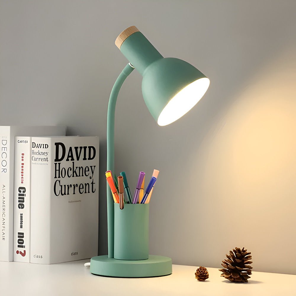 BrightHold – Lampada da tavolo LED moderna con portapenne per scrivania e casa