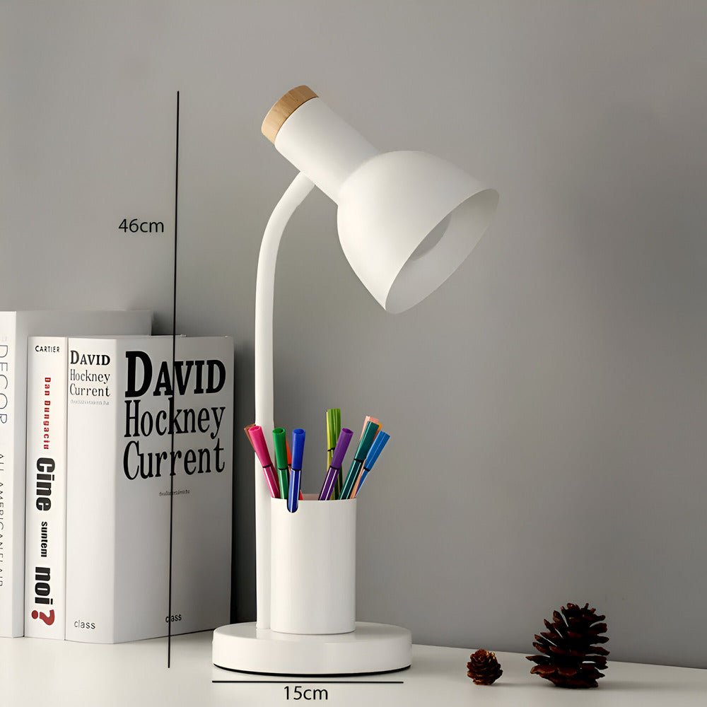 BrightHold – Lampada da tavolo LED moderna con portapenne per scrivania e casa