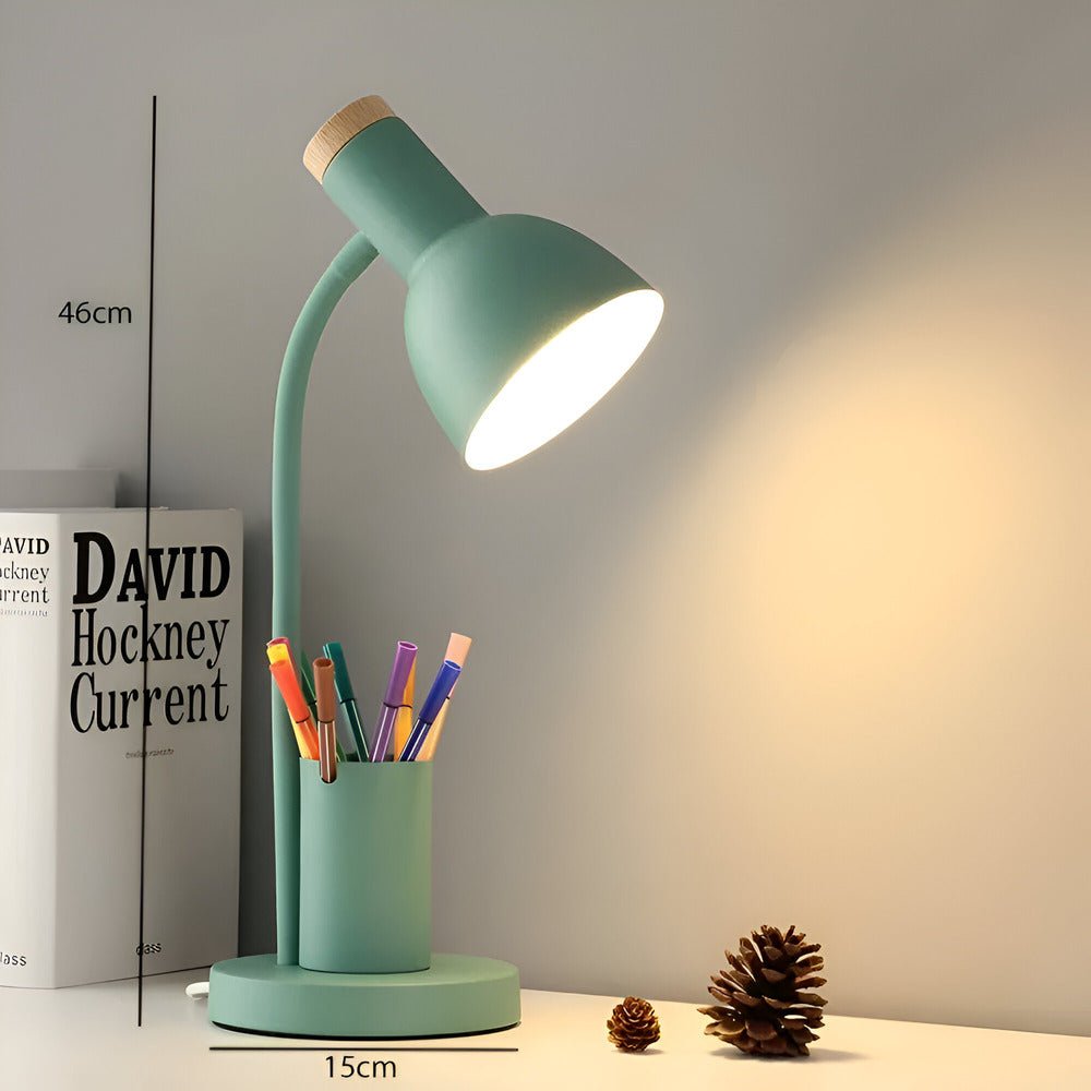 BrightHold – Lampada da tavolo LED moderna con portapenne per scrivania e casa