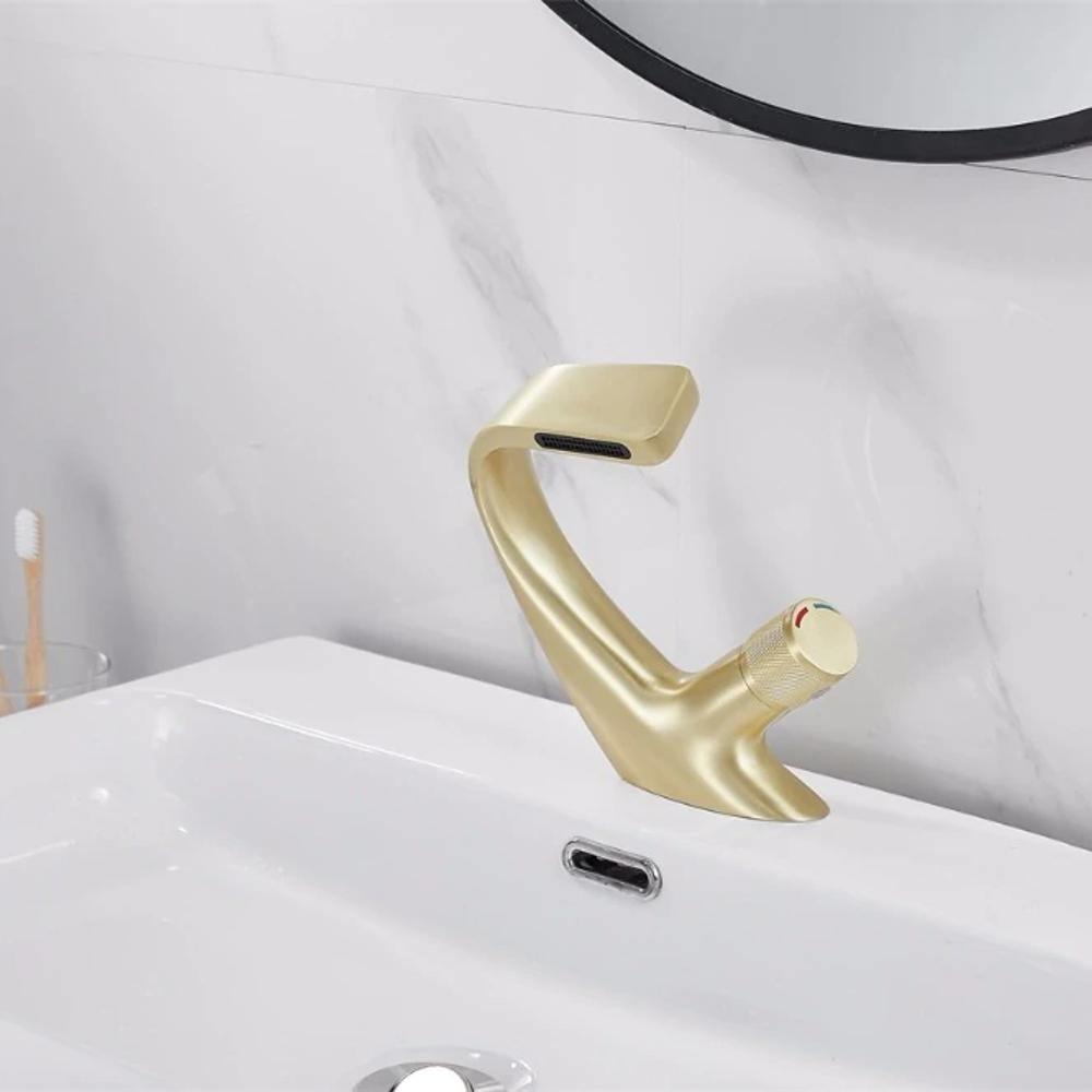 Grifo de lavabo AQUACASCADE – Grifo moderno tipo cascada de latón para un diseño de baño lujoso