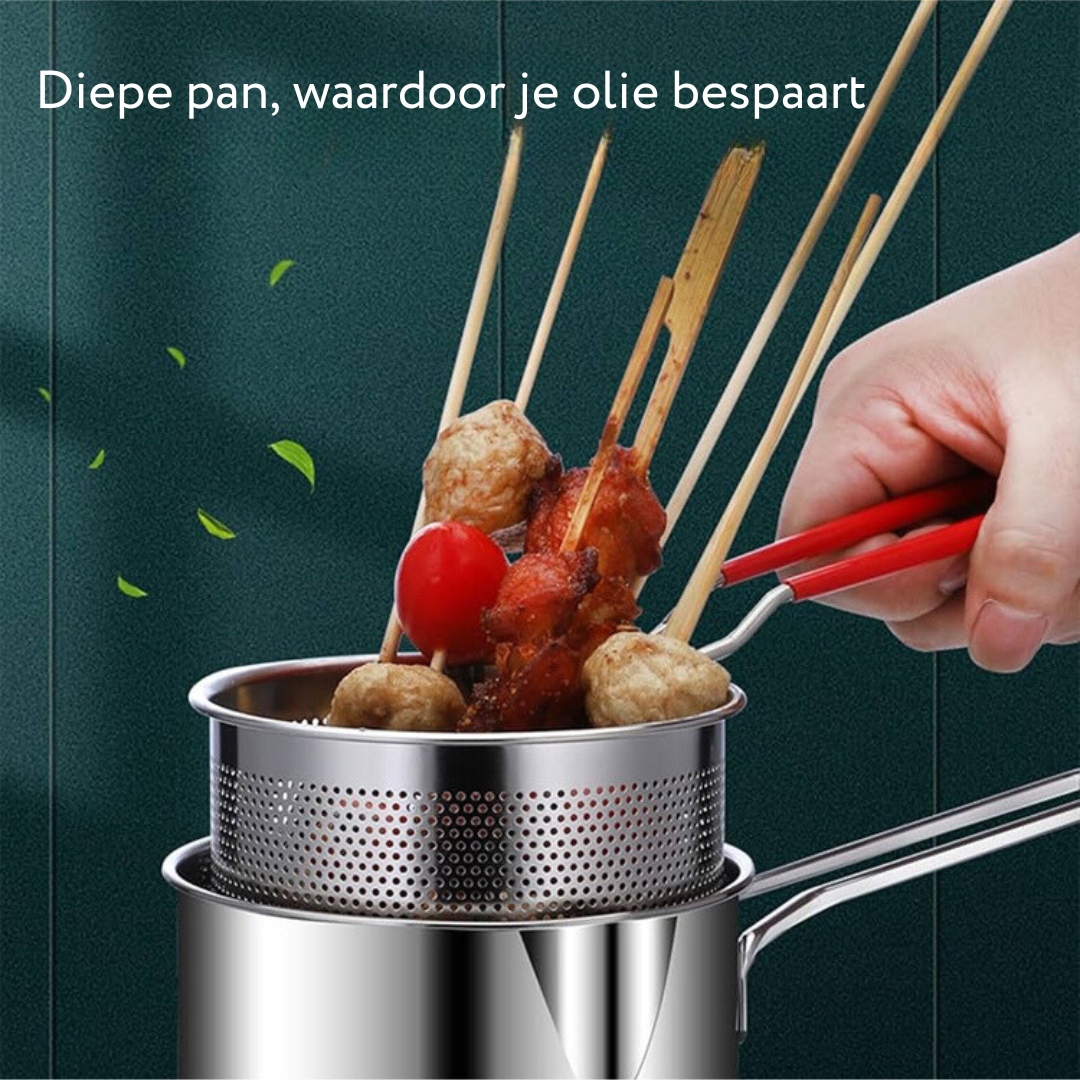 Olla SmartFry – Freidora de acero inoxidable con mango antiquemaduras y diseño que ahorra aceite