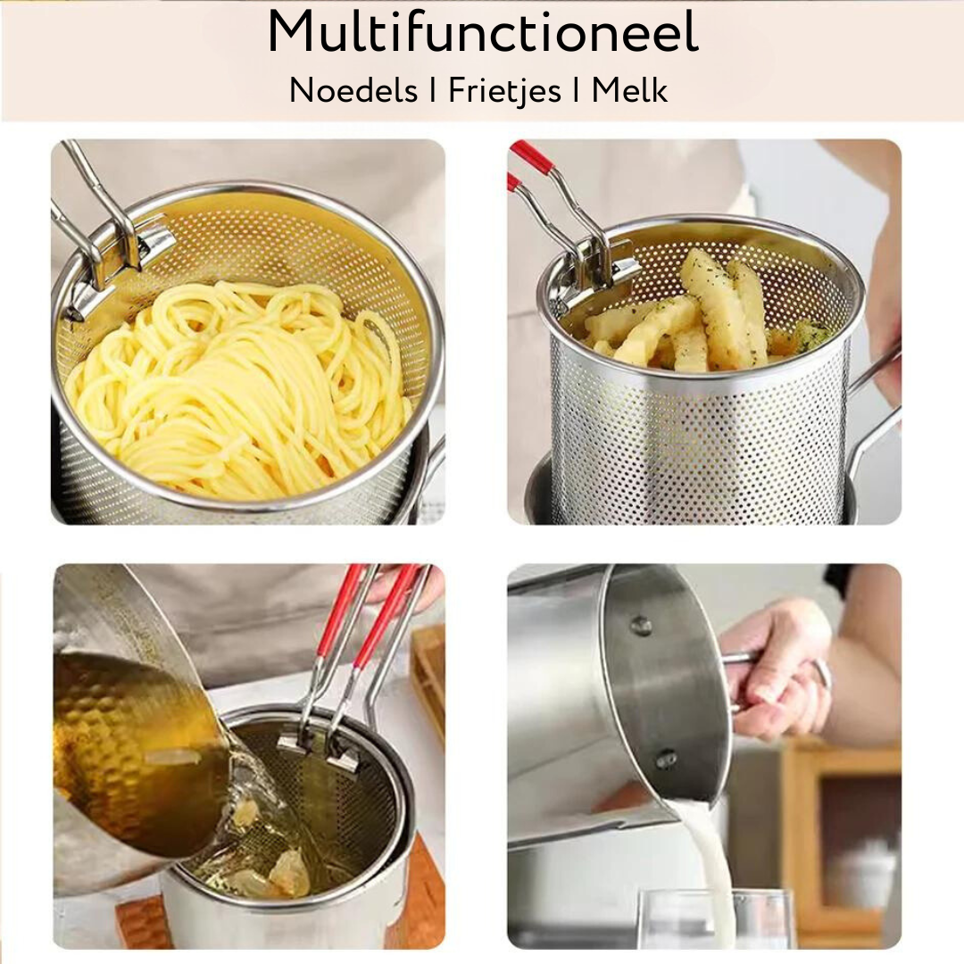 Olla SmartFry – Freidora de acero inoxidable con mango antiquemaduras y diseño que ahorra aceite