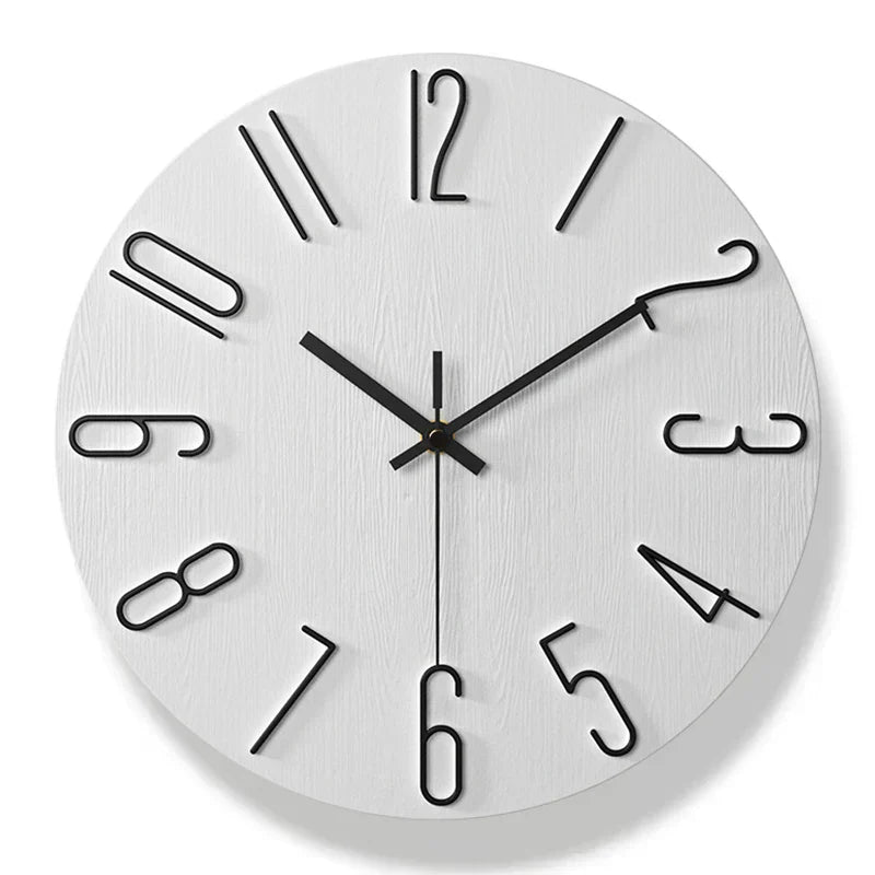 NORDHOUR – Skandinavische rahmenlose Wanduhr aus Holz mit geräuschlosem Quarzwerk 9