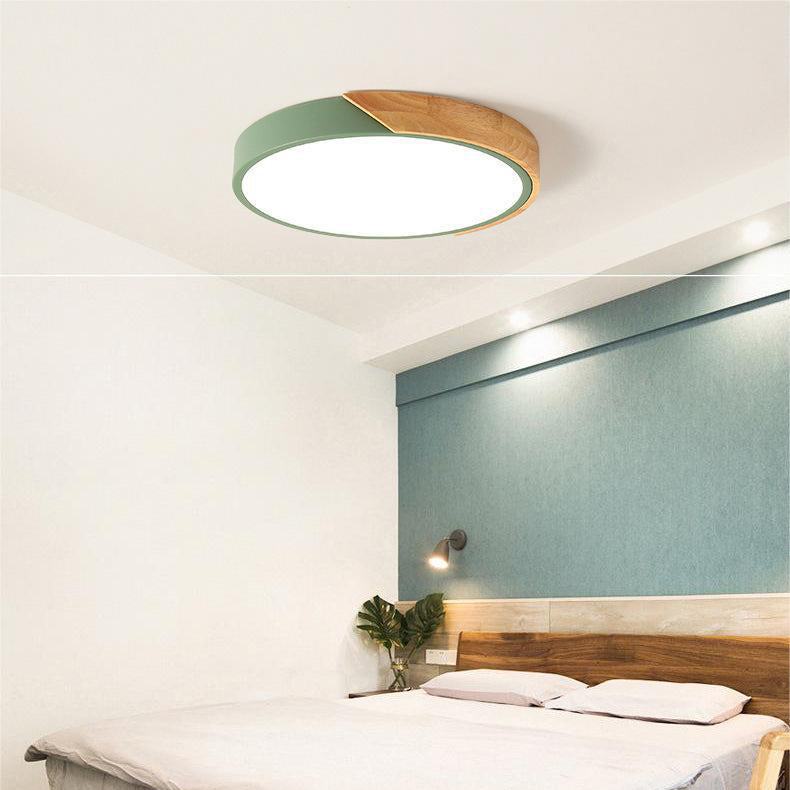 LUCE MACAROON - Plafoniera nordica a LED in legno per un ambiente accogliente