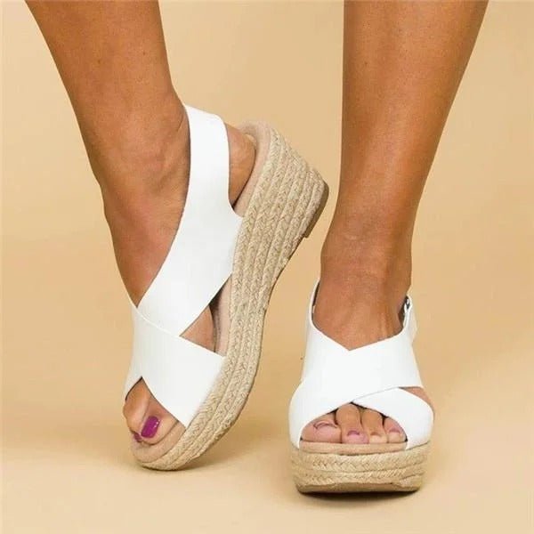 Sandalique – Sandales compensées orthopédiques pour femmes avec brides croisées pour confort et style