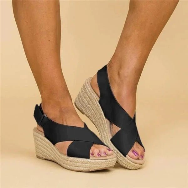 Sandalique – Sandales compensées orthopédiques pour femmes avec brides croisées pour confort et style