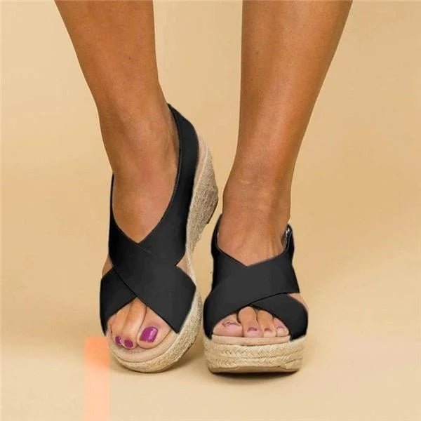 Sandalique – Sandales compensées orthopédiques pour femmes avec brides croisées pour confort et style