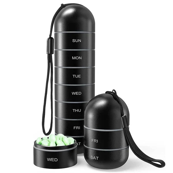 PILLFORGE – Wasserdichter Aluminium-Pillenorganizer für 7 Tage mit großem Fassungsvermögen 8