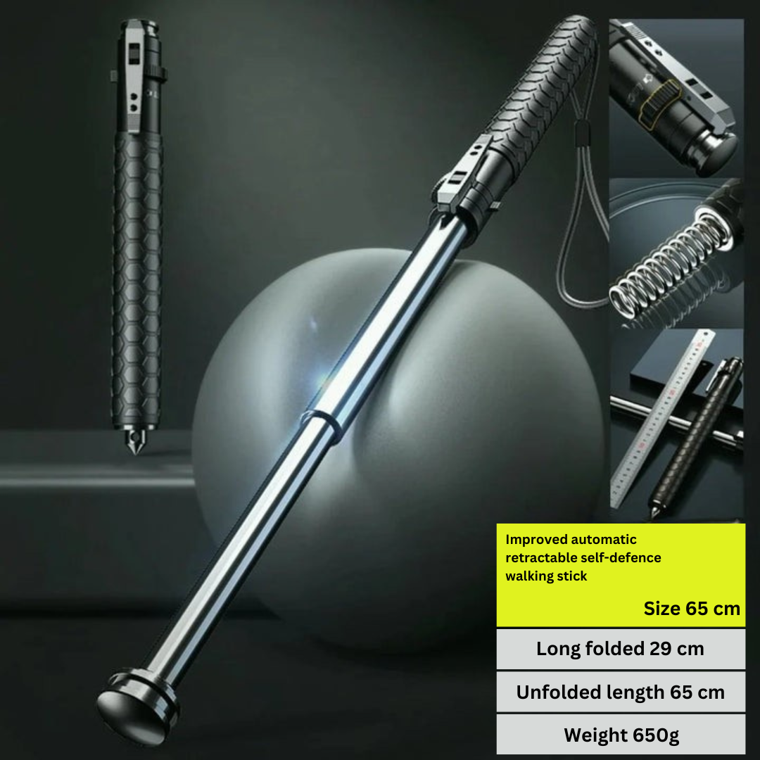 HikeShield – Adjustable Hiking Stick Made of Alloy Steel with Anti-Slip Handle, Lightweight & Compact for Outdoor, Trekking, and Travel