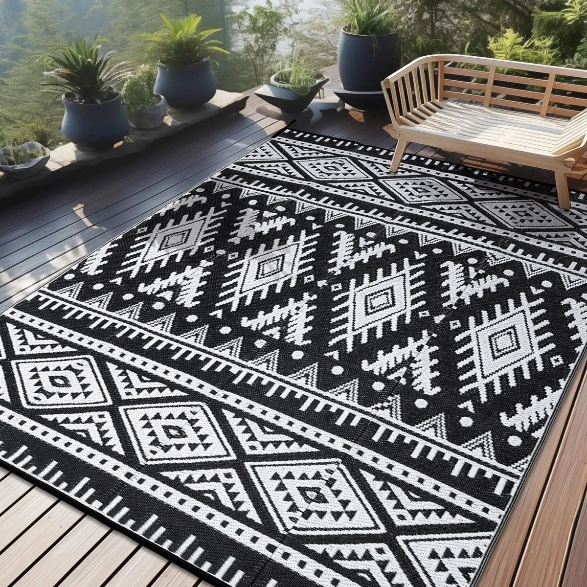 REVERSAIRE – Strapazierfähige, wasserdichte und wendbare Outdoor-Strohmatte aus Kunststoff für Terrasse und Picknick 9