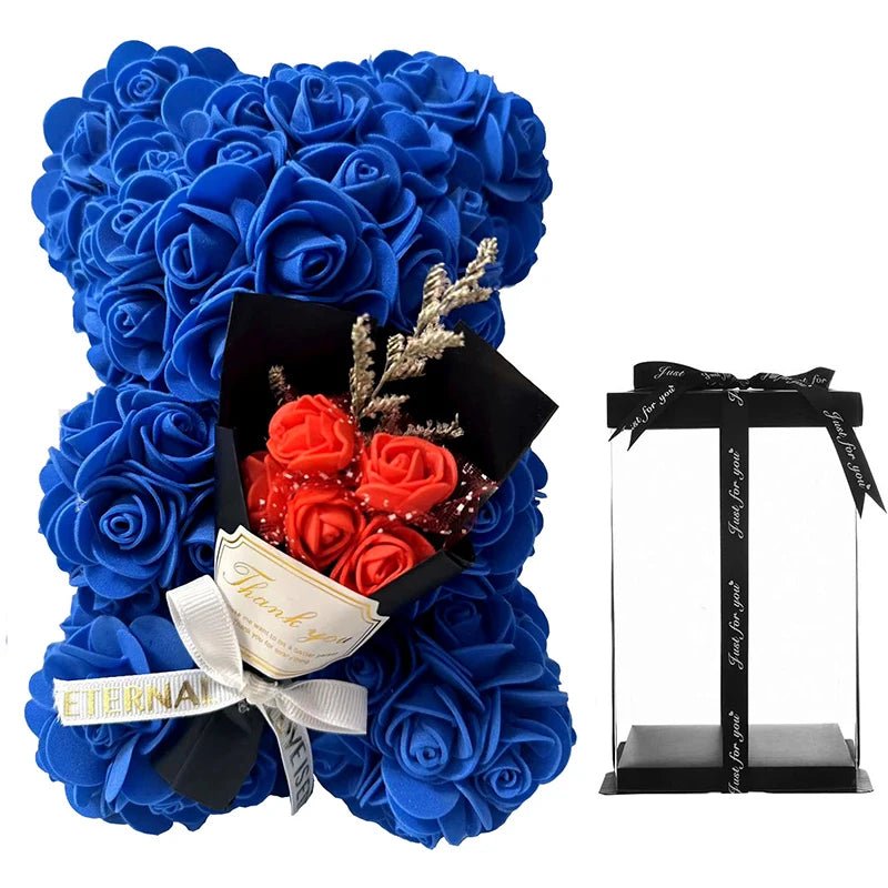 ROSENBÄR – Bezaubernder künstlicher Schaumstoff-Rosenbär, 25 cm, Dekofigur, ideal als Geschenk oder für die Wohnungseinrichtung 8