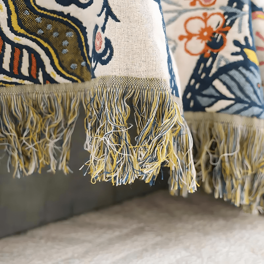 CottonBloom Blanket – Rustic Cotton Blanket with Floral Pattern, Reversible Design