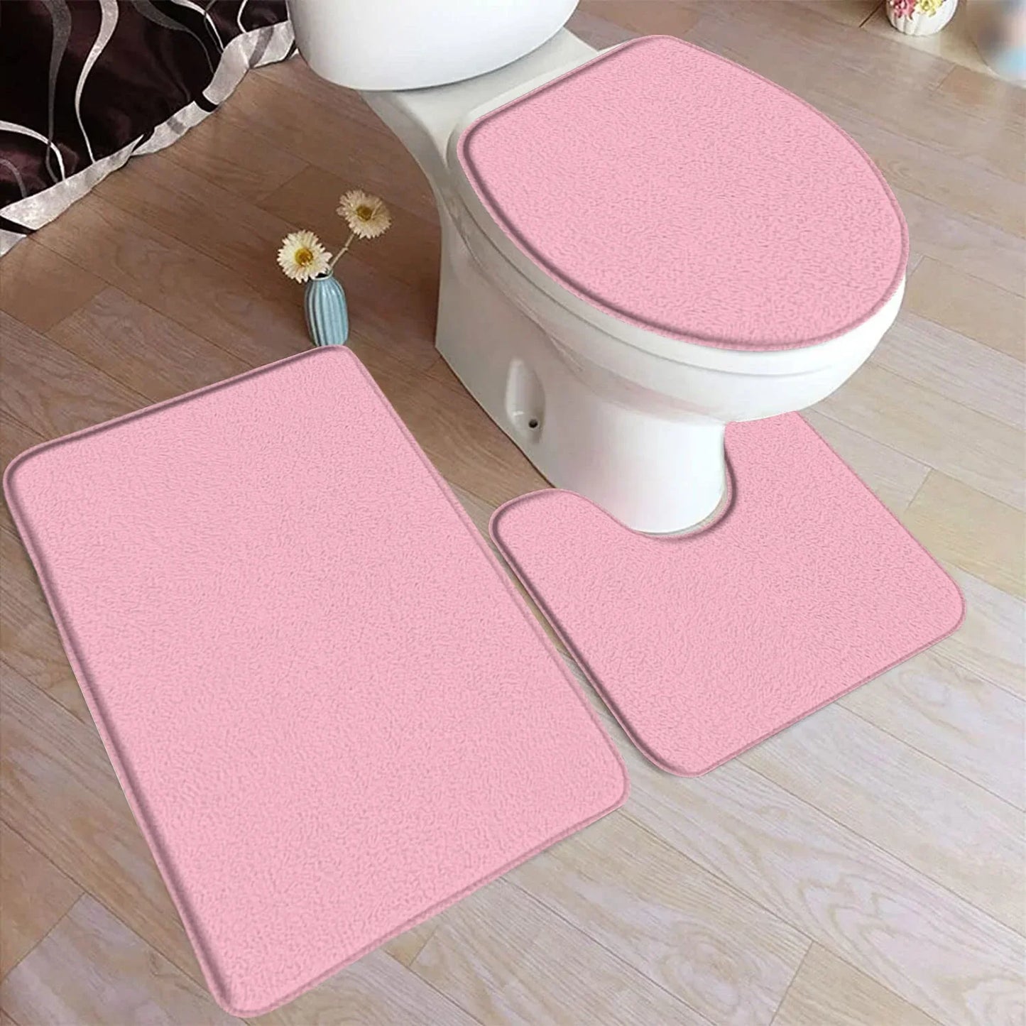 ComfiMat – 3-piece bath rug set made of flannel with non-slip backing