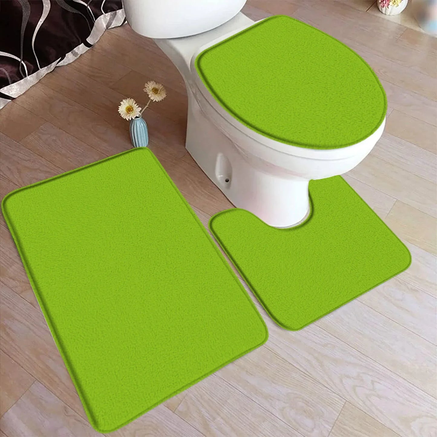 ComfiMat – 3-piece bath rug set made of flannel with non-slip backing