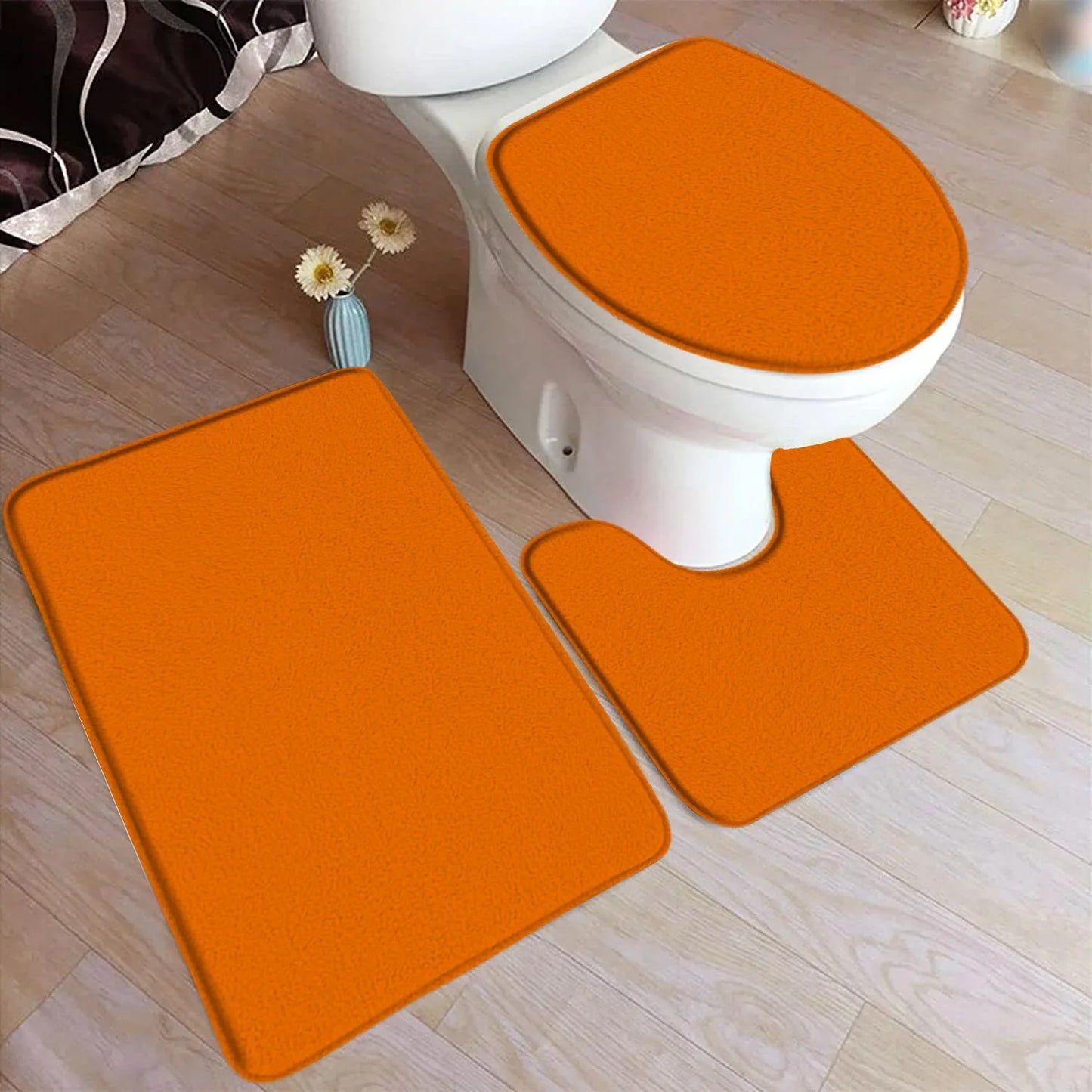 ComfiMat – 3-piece bath rug set made of flannel with non-slip backing