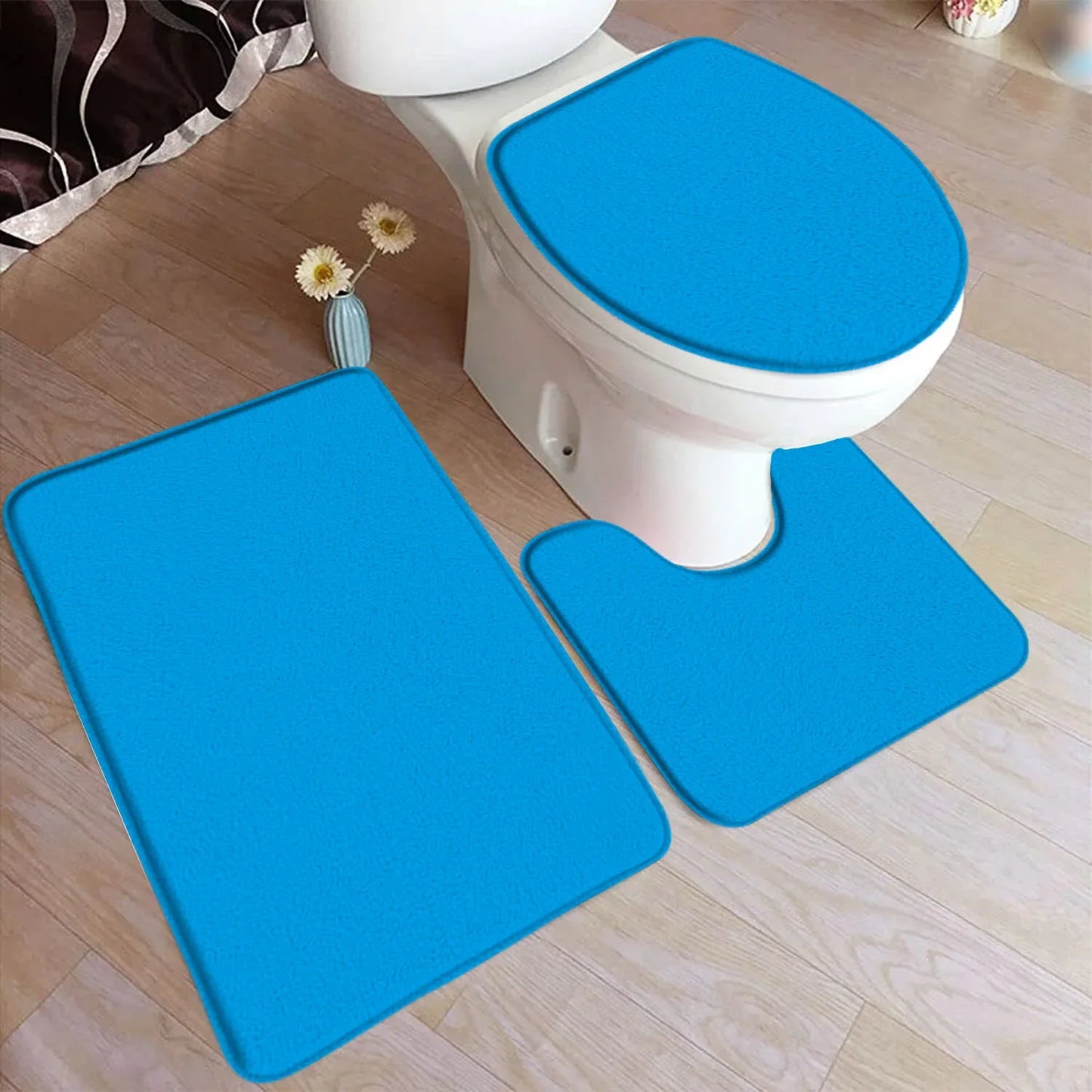 ComfiMat – 3-piece bath rug set made of flannel with non-slip backing