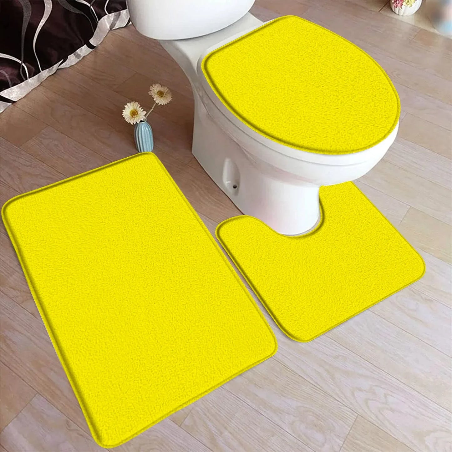 ComfiMat – 3-piece bath rug set made of flannel with non-slip backing