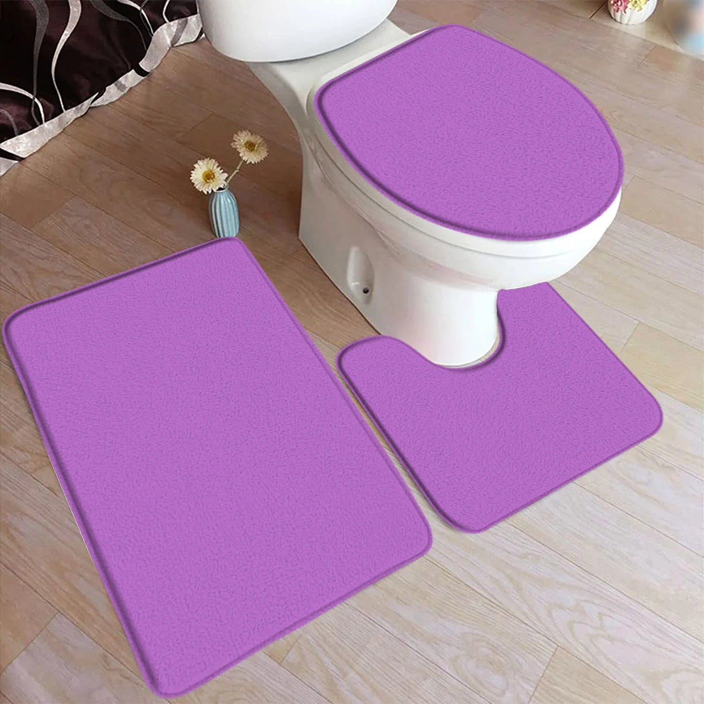 ComfiMat – 3-piece bath rug set made of flannel with non-slip backing