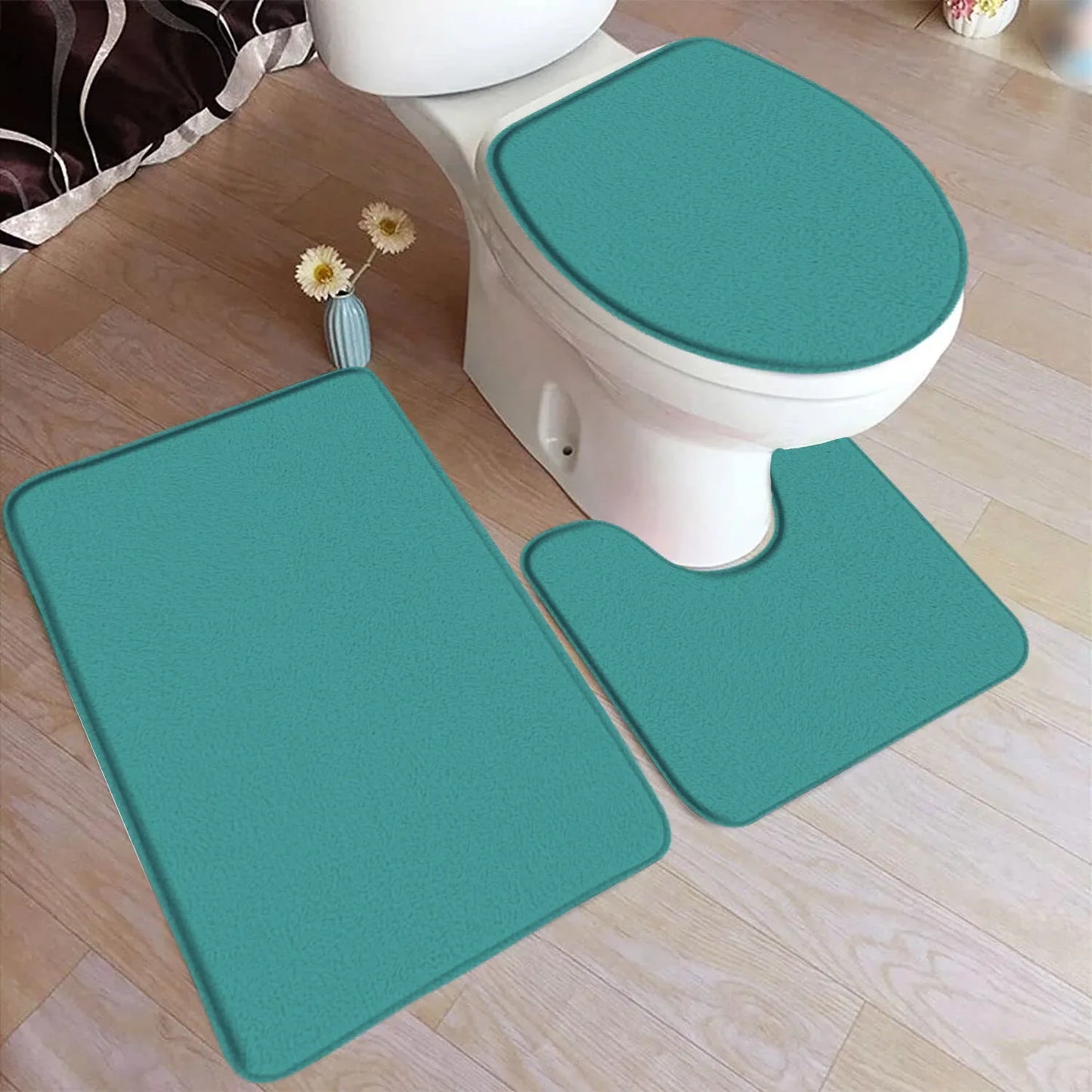 ComfiMat – 3-piece bath rug set made of flannel with non-slip backing
