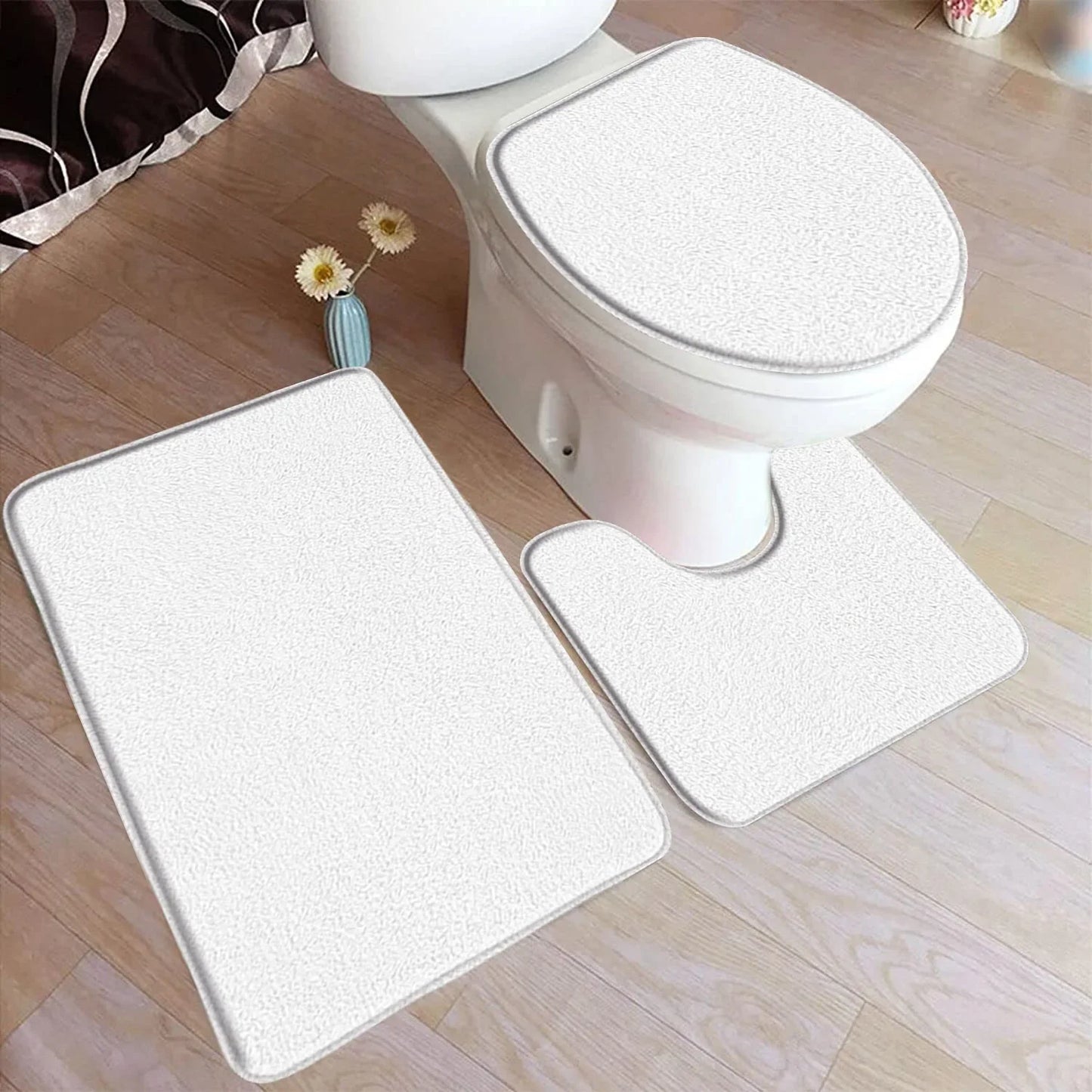 ComfiMat – 3-piece bath rug set made of flannel with non-slip backing