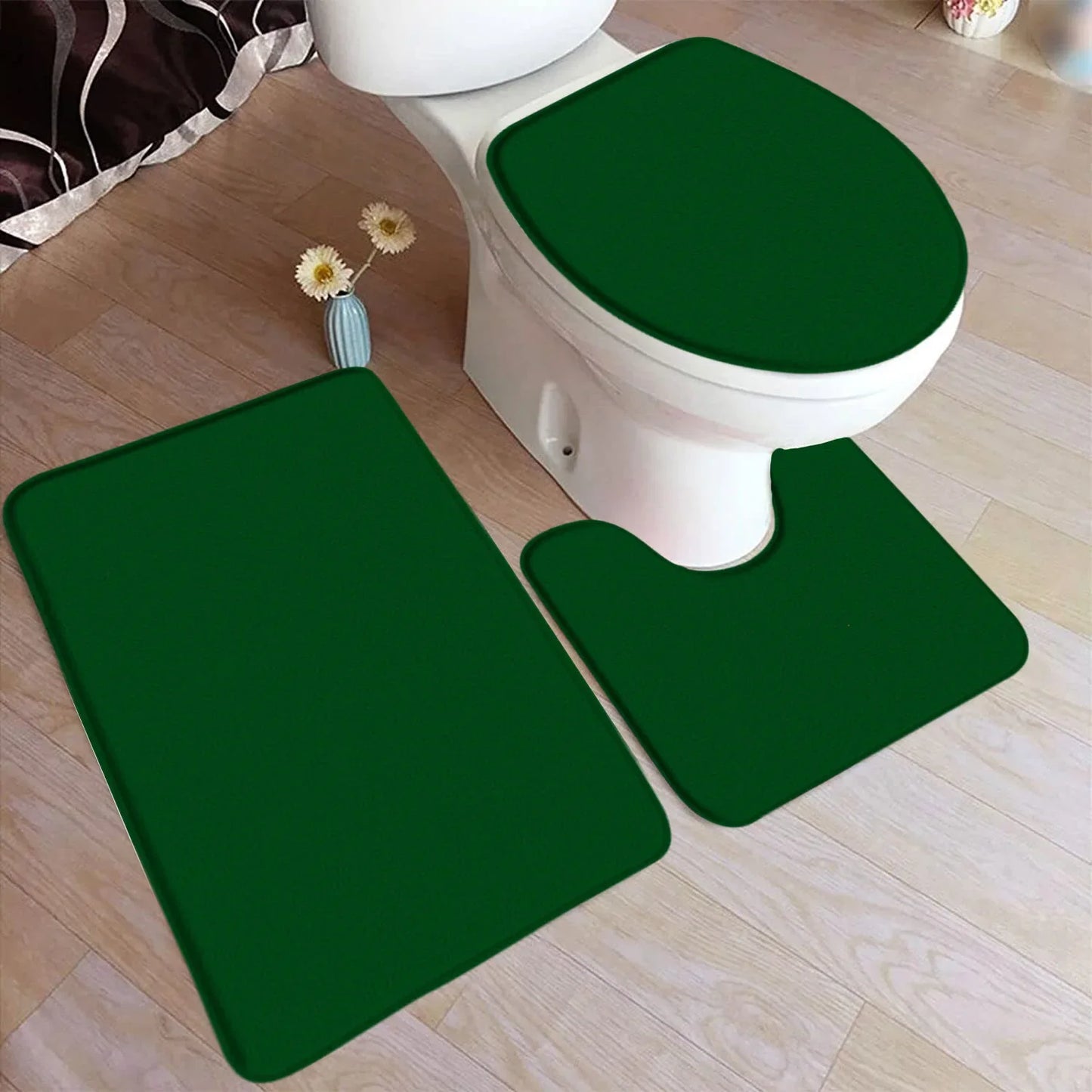 ComfiMat – 3-piece bath rug set made of flannel with non-slip backing