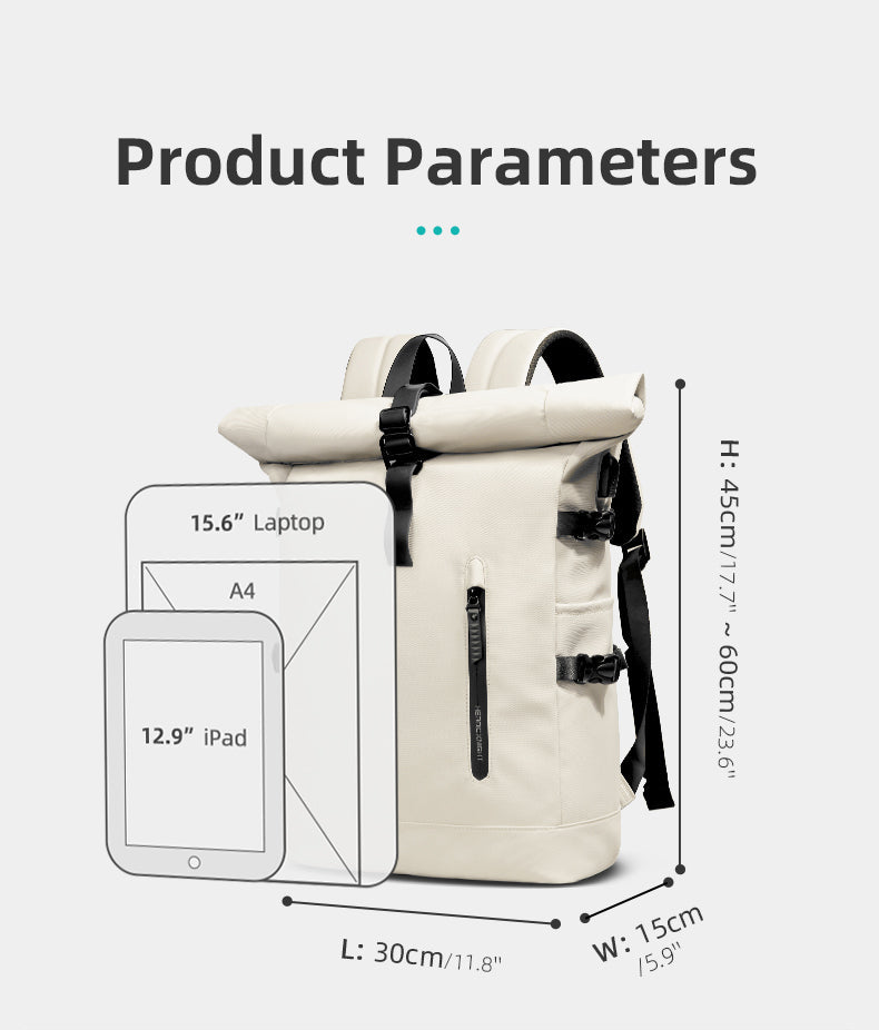 ROLLTRAIL - Expandable roll-top rucksack with laptop compartment & large volume