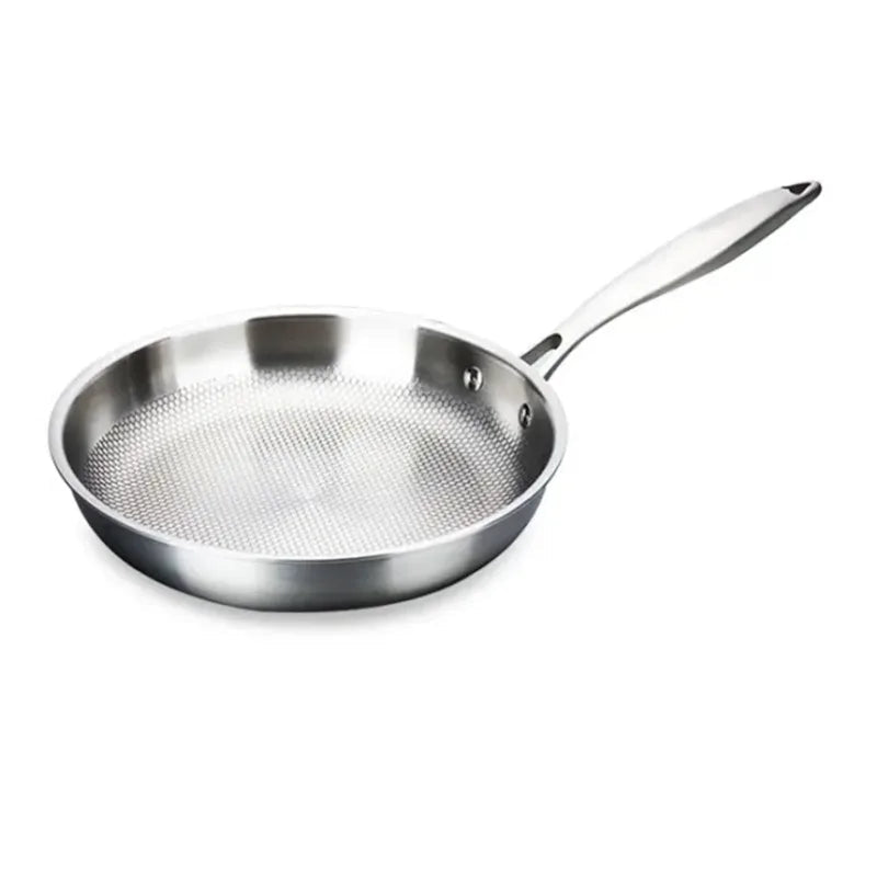 PANORIQ – 28/30 cm 304 Stainless Steel Wok Pan without Coating for Gas and Induction Cooktops
