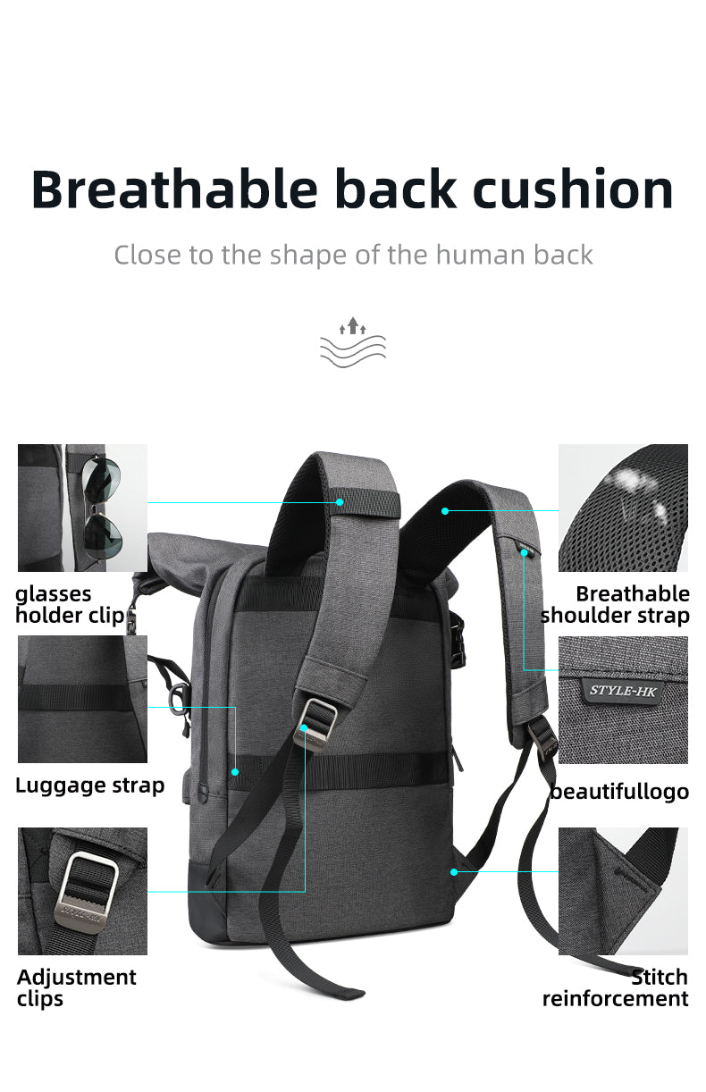 URBANTRAIL Rolltop - Multifunctional outdoor rucksack with USB port