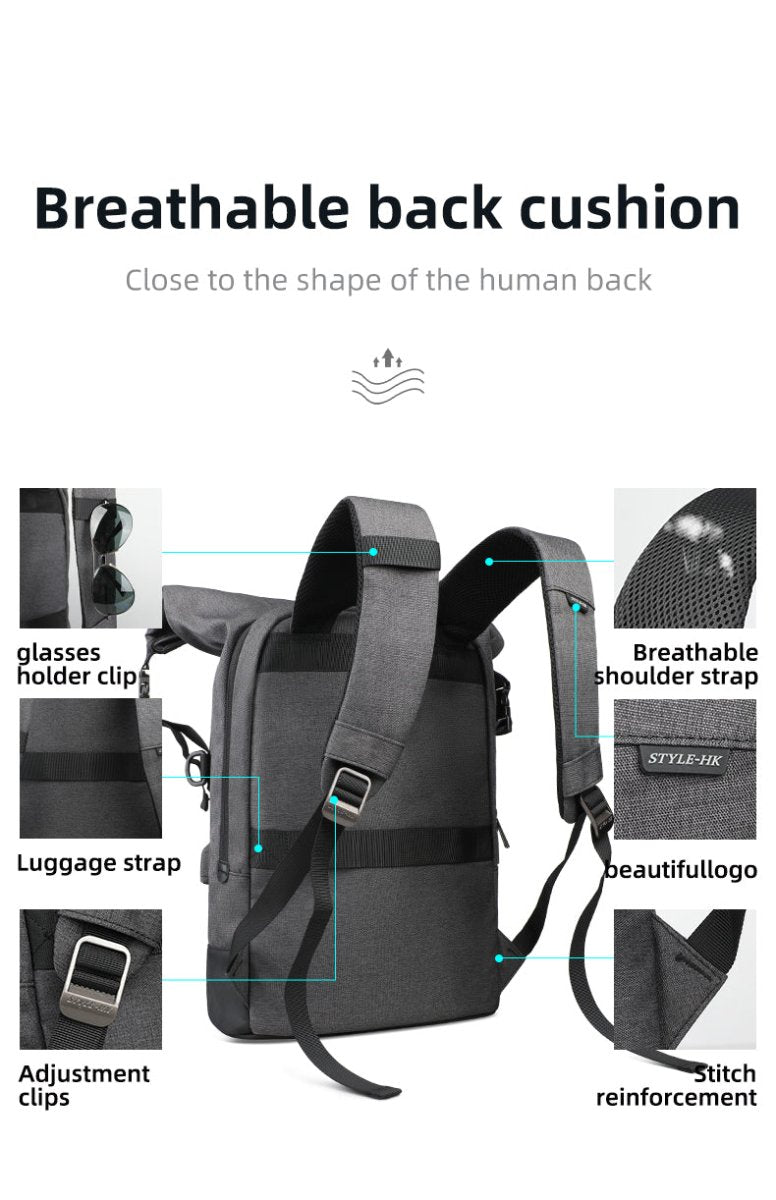 URBANTRAIL Rolltop – Multifunktionaler Outdoor-Rucksack mit USB-Anschluss