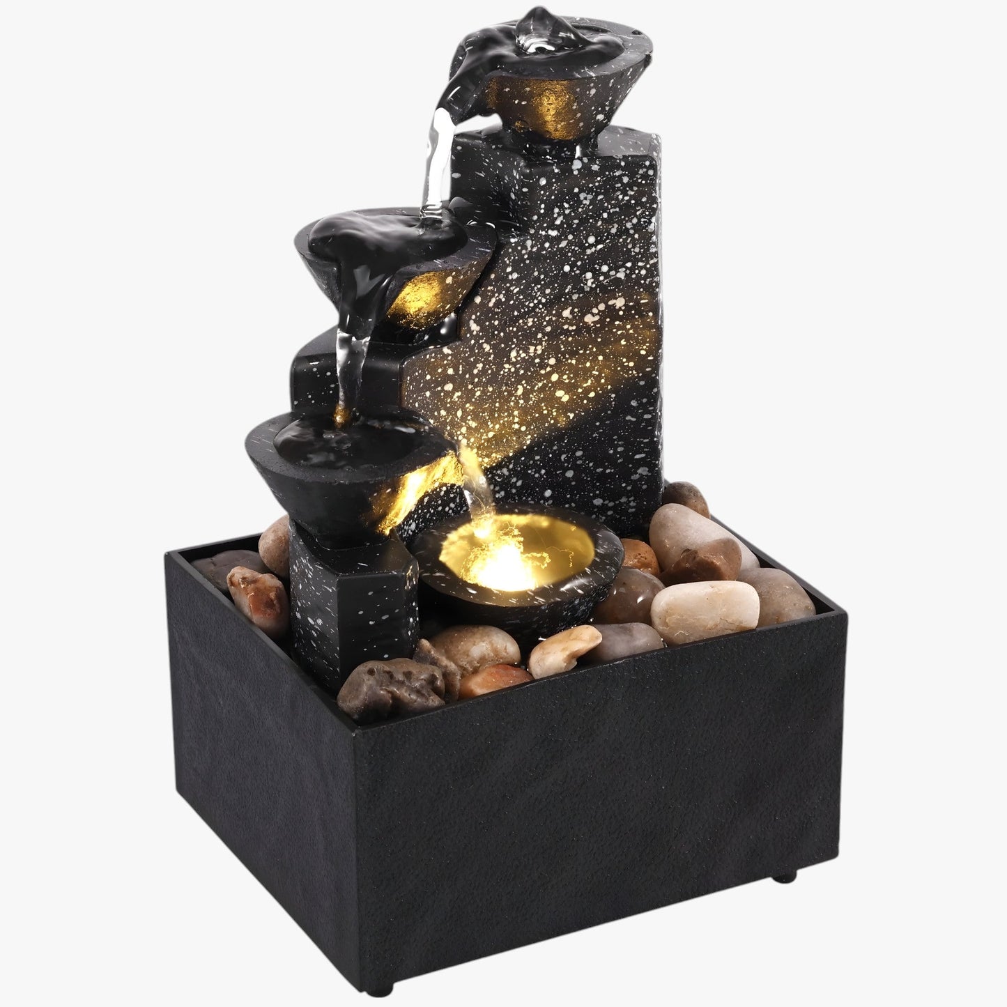 Entspannender Wasserfall Brunnen für Zuhause und Büro mit LED-Beleuchtung – Kompakt & Beruhigend-6