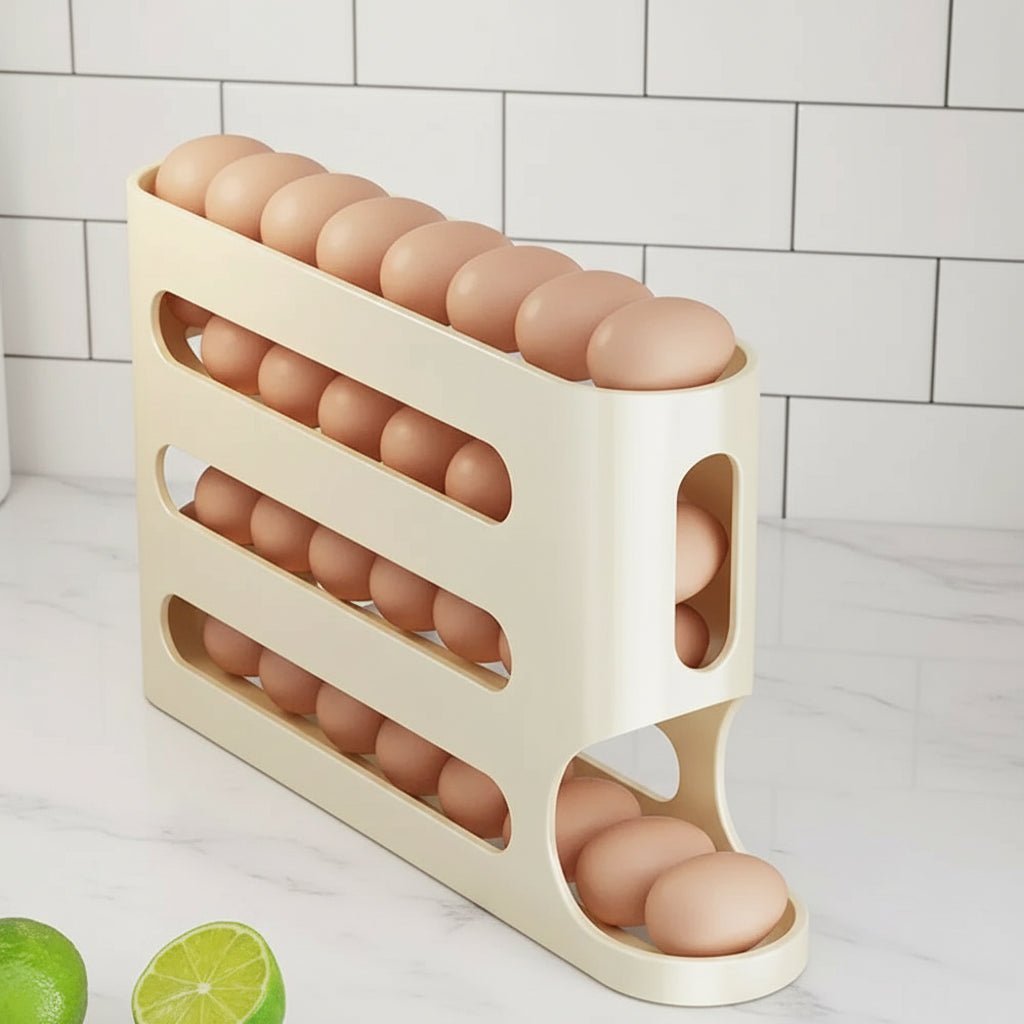 EGGSTAGE – 4-Tier Automatic Egg Dispenser for Refrigerator Organization