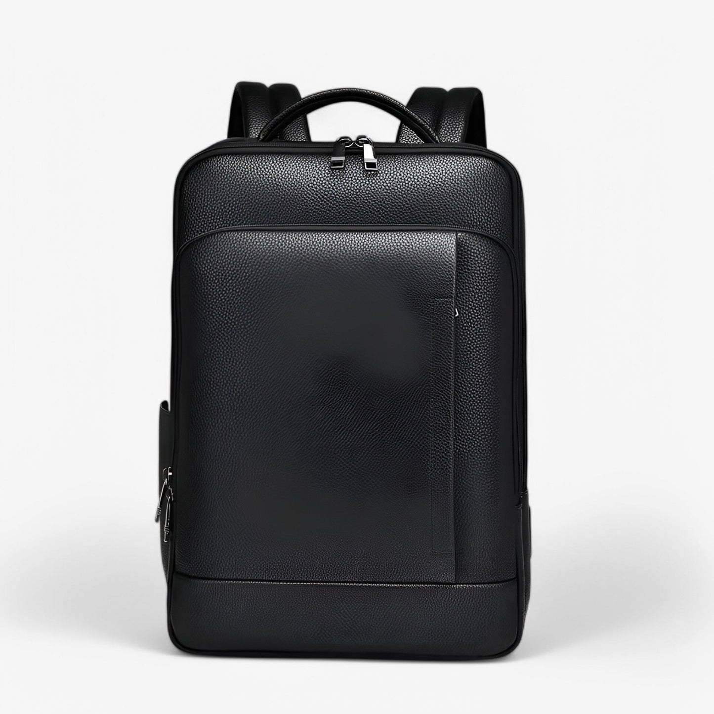 Eleganter Leder-Rucksack Damen/Herren mit USB-Anschluss für Laptop und Alltag, 15,6 Zoll, Schwarz-4