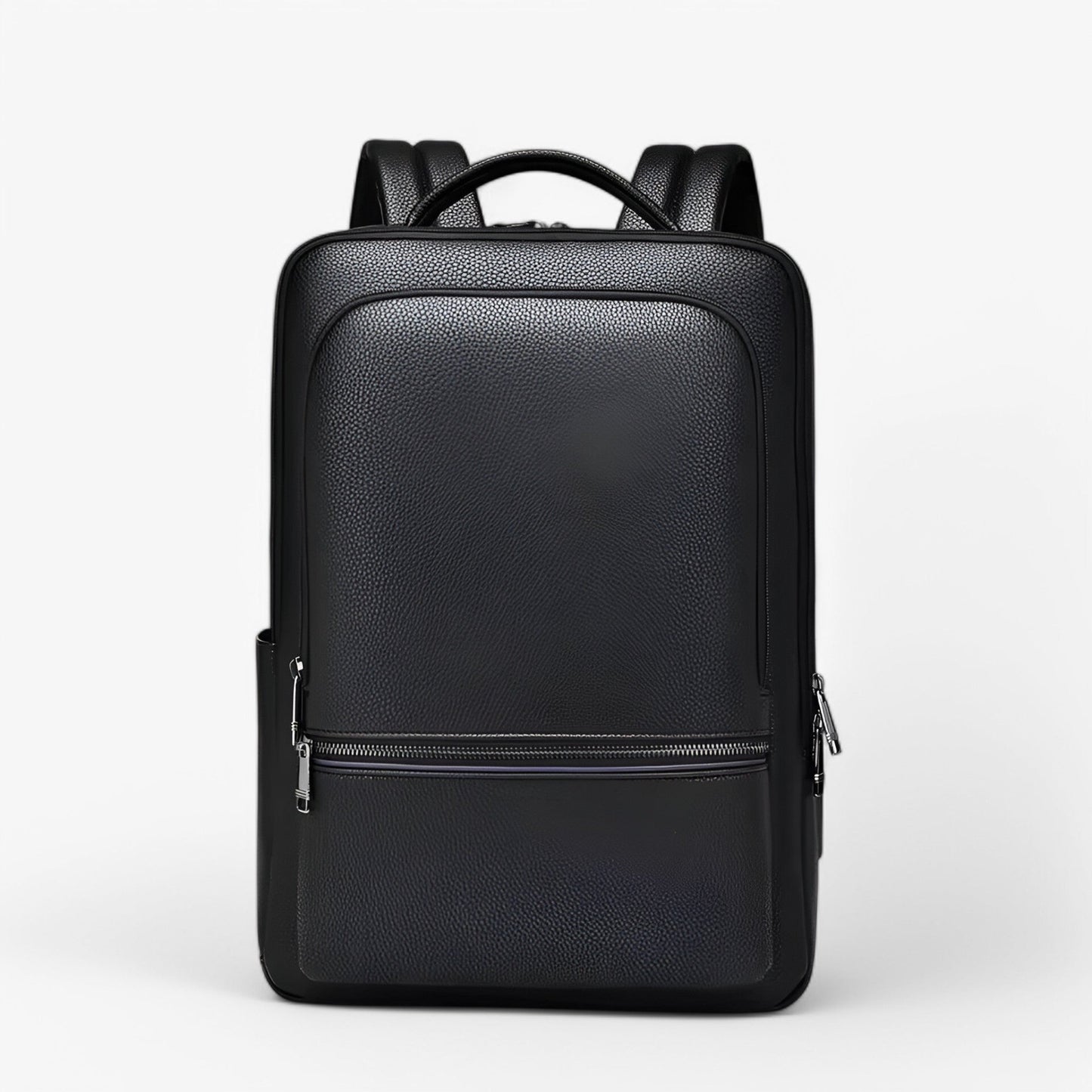 Eleganter Leder-Rucksack Damen/Herren mit USB-Anschluss für Laptop und Alltag, 15,6 Zoll, Schwarz-2