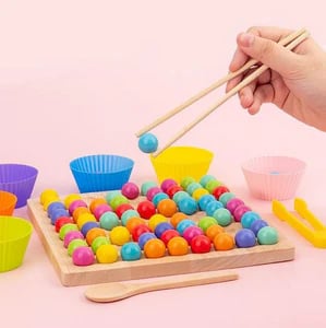 Colormatch - Montessori wooden bead sorting game to promote colours & counting