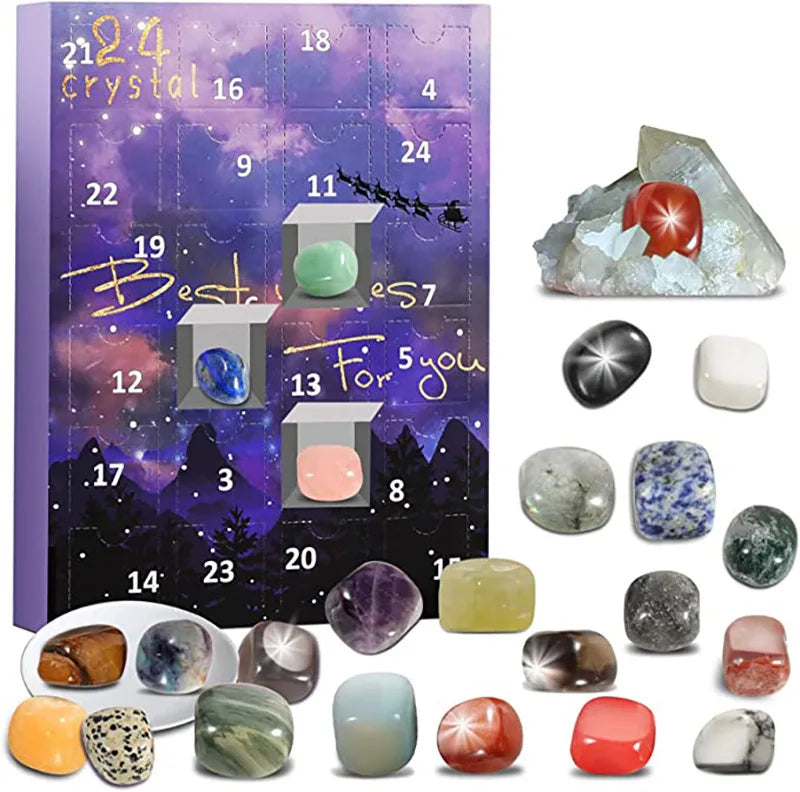 CrystalGems – Calendario de Adviento con 24 piedras preciosas reales para jóvenes exploradores