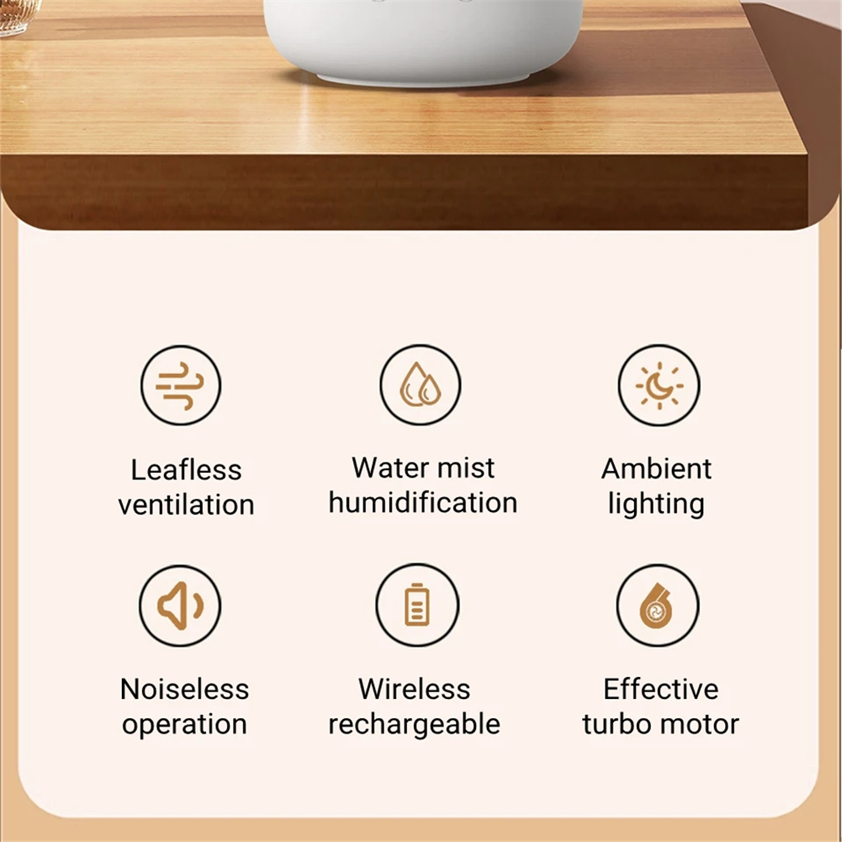 COOLMIST FAN - Portable fan without blades with humidifier and night light for refreshing comfort