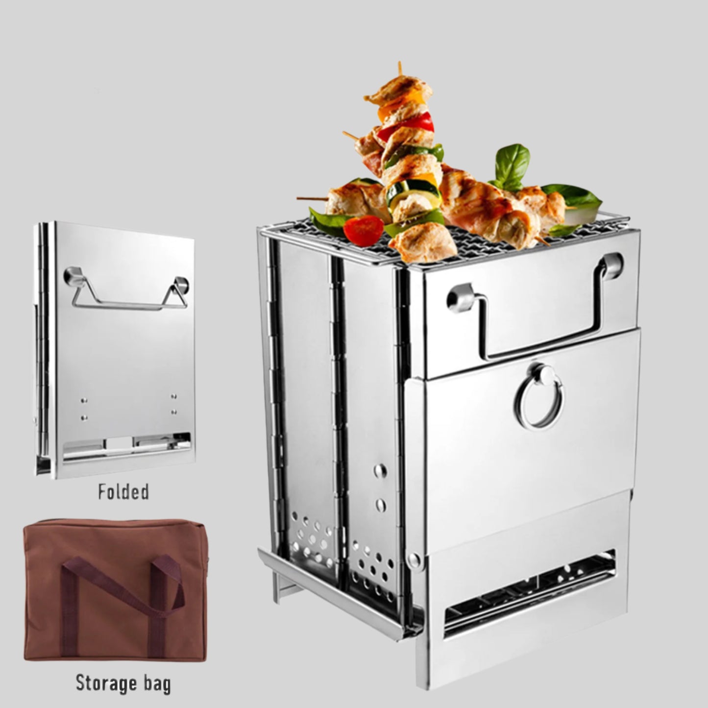 EcoCamp horno de leña plegable – cocina portátil de acero inoxidable