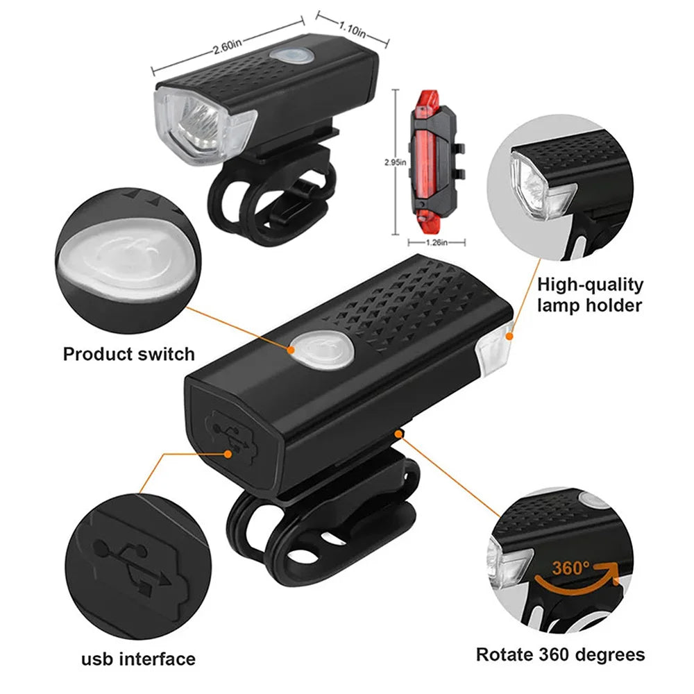 Wiederaufladbares USB Fahrradlicht LED mit 3 Modi, IPX4 Wasserdicht und Einfache Installation-2