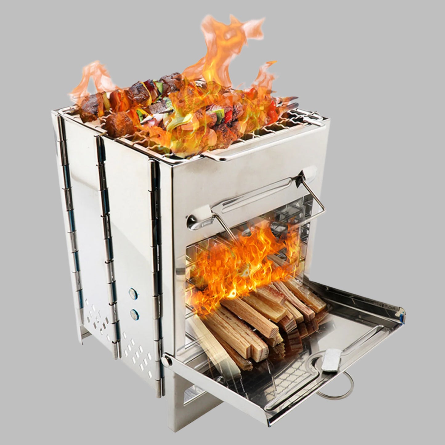 EcoCamp horno de leña plegable – cocina portátil de acero inoxidable