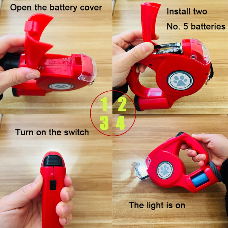 BRIGHTSTRIDE – Guinzaglio per cani LED con torcia integrata per passeggiate sicure