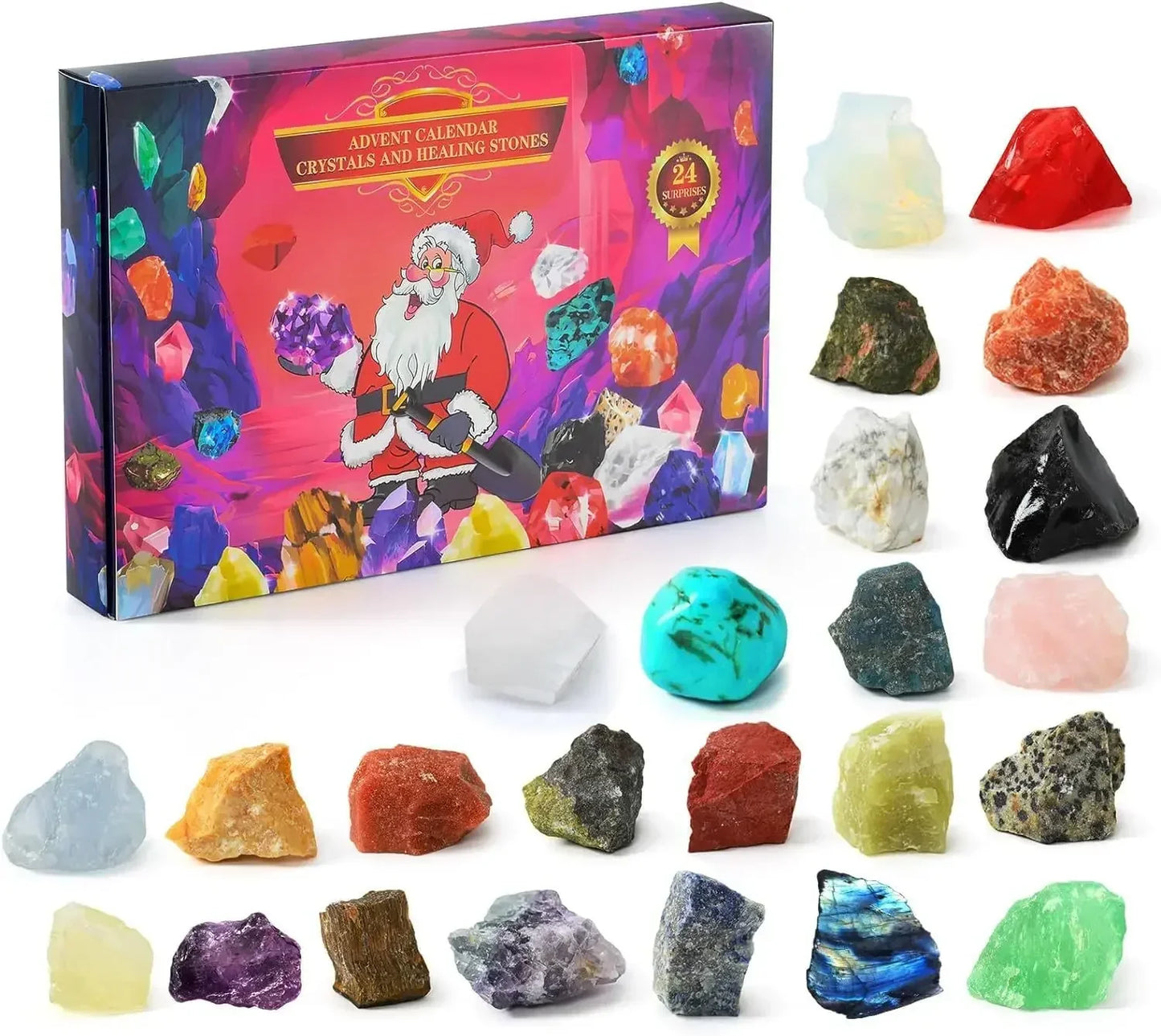 CrystalGems – Calendario de Adviento con 24 piedras preciosas reales para jóvenes exploradores