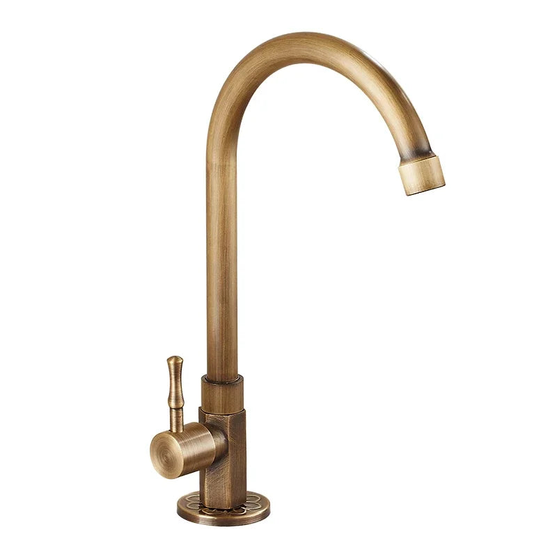 Elegante Schwan Hals Küchenarmaturen aus antikem Messing-3