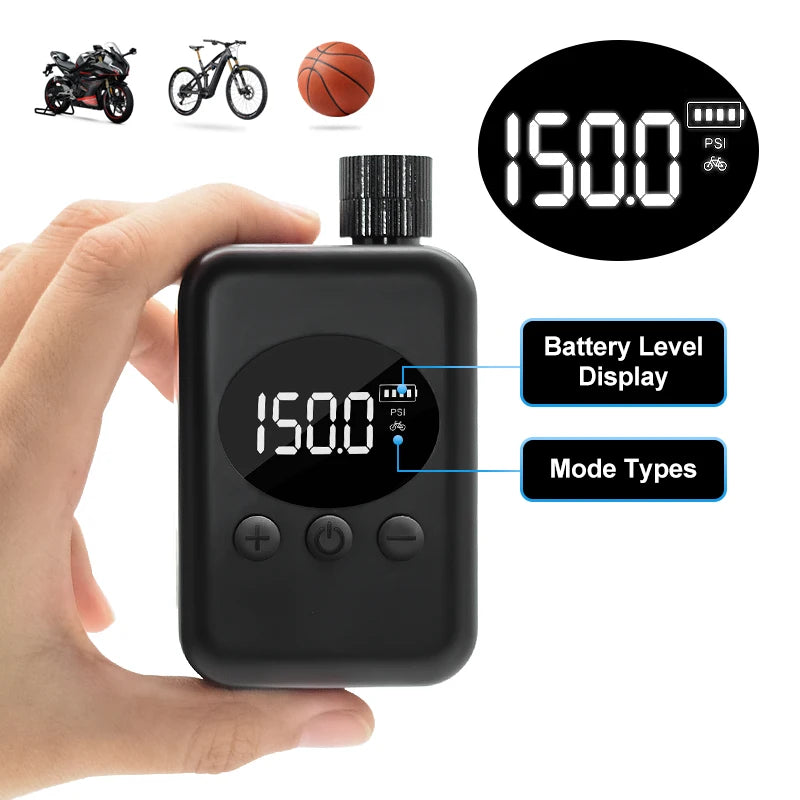 Tragbare 150psi Fahrradpumpe Elektrisch - Wireless Luftpumpe für MTB und Outdoor-1