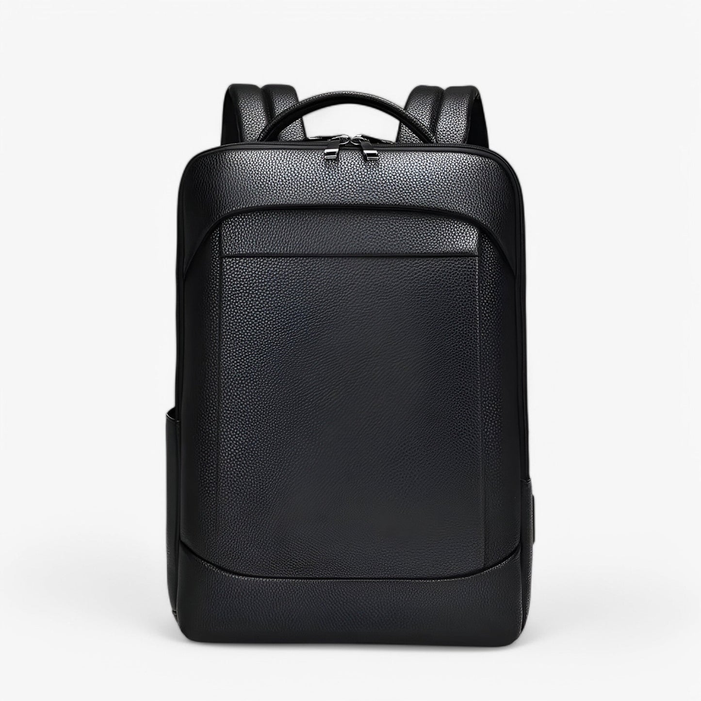 Eleganter Leder-Rucksack Damen/Herren mit USB-Anschluss für Laptop und Alltag, 15,6 Zoll, Schwarz-3