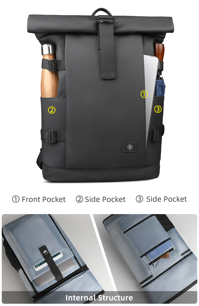 ROLLTRAIL Rugzak – Uitbreidbare outdoor rugzak met groot volume & laptopvak
