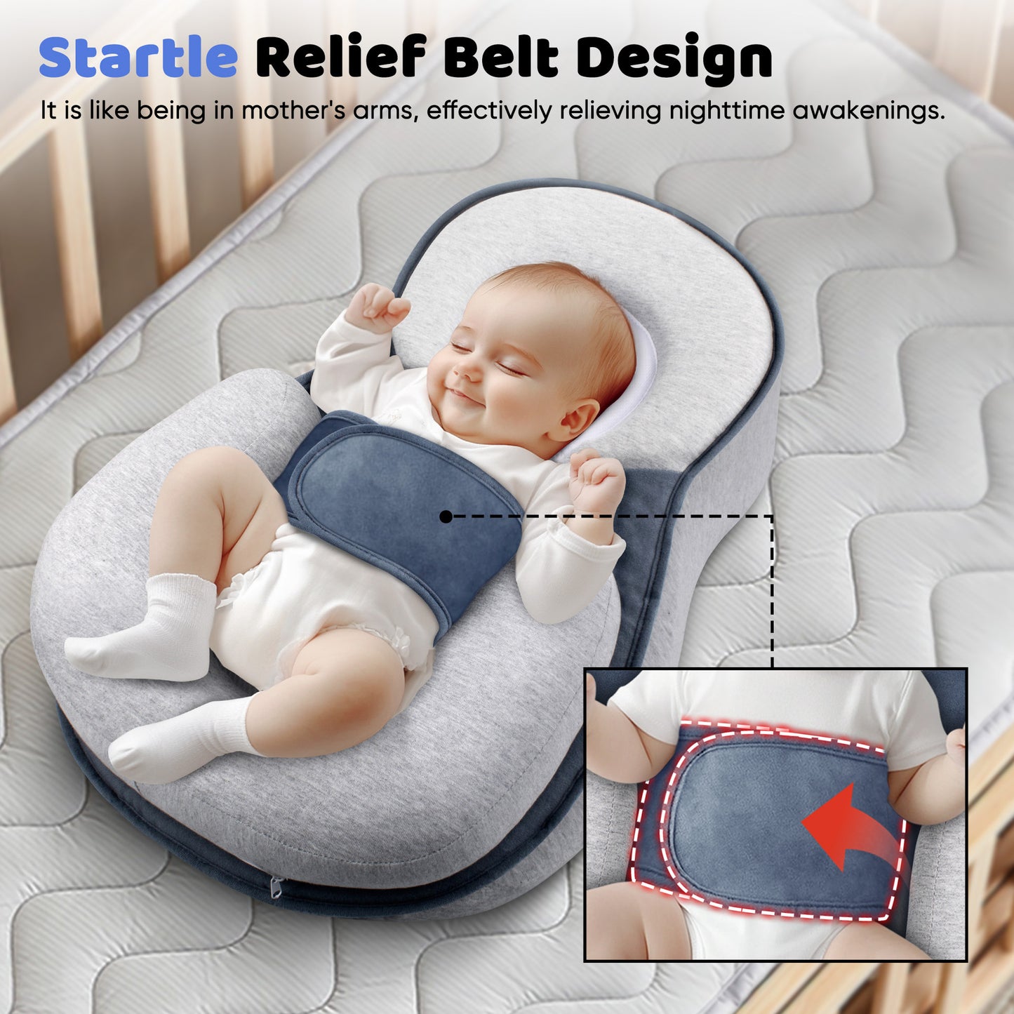 Almohada para bebé NestleNap – Almohada ergonómica para un sueño seguro del bebé