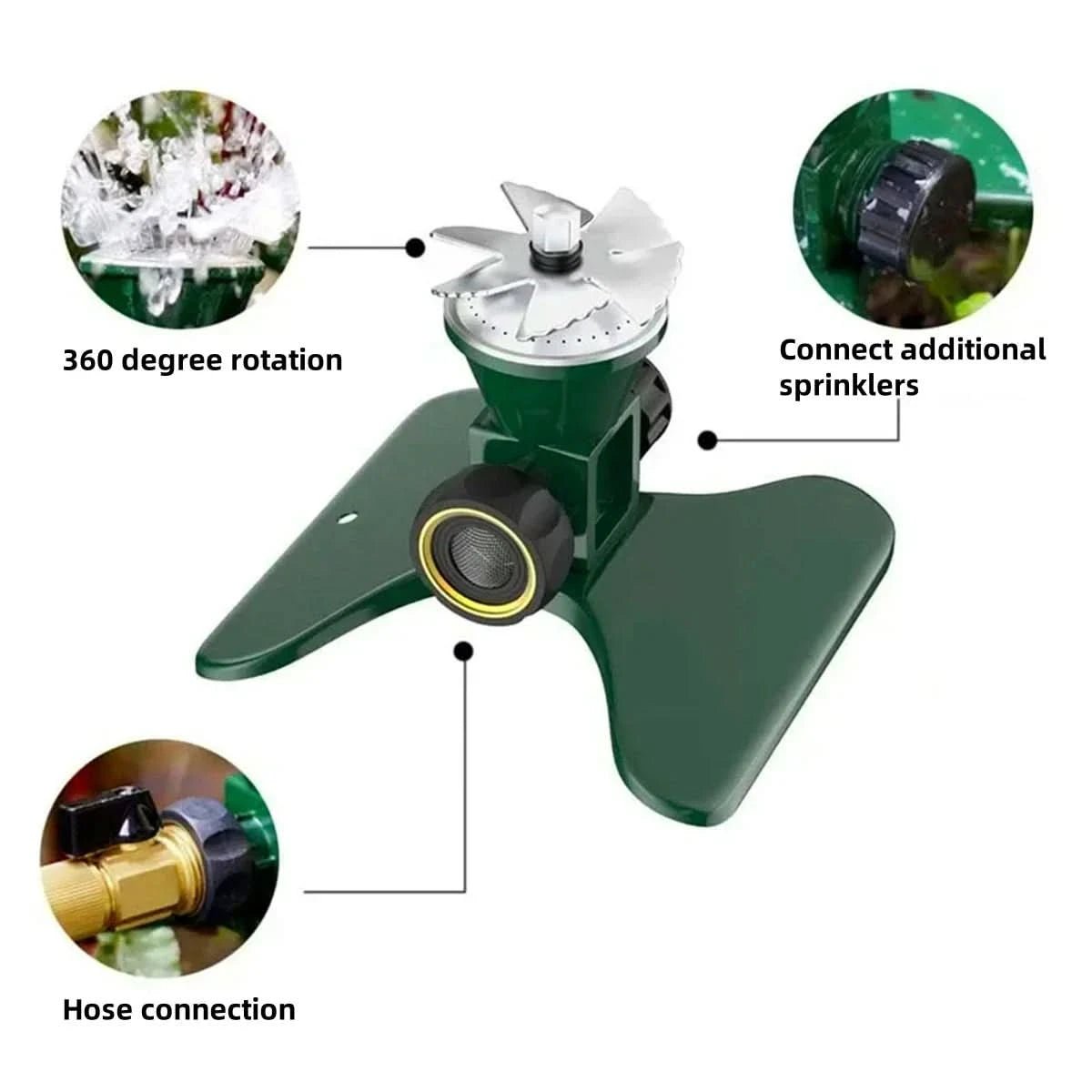 Irrigatore HydroSpin 360 - Metallo - Giardino a 360°